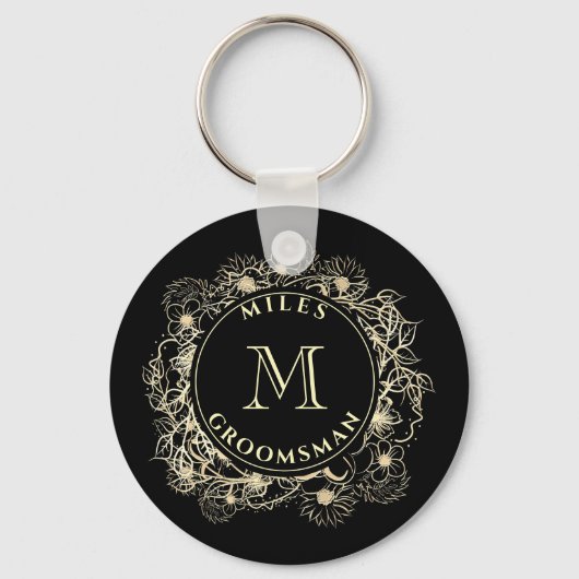 Porte-clés Porte - clé Monogramme Black Gold Groomsman (Recto)