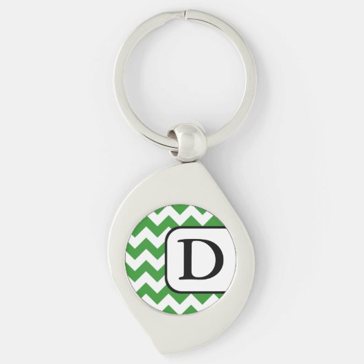 Porte-clés Porte - clé Monogramme Chevron Vert (Devant)