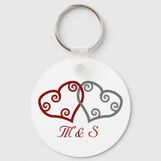 Porte-clés Porte - clé monogramme de coeurs interconnectés (Recto)