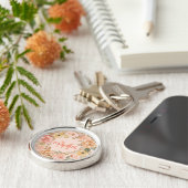 Porte-clés Porte - clé monogramme de  de fleurs rose (Côté)