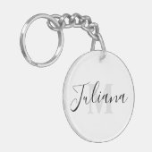 Porte-clés Porte - clé monogramme de script gris simple (Devant gauche)