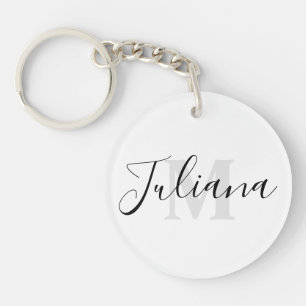 Porte-clés Porte - clé monogramme de script gris simple