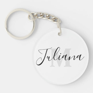 Porte-clés Porte - clé monogramme de script gris simple