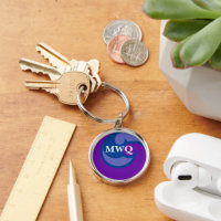 Porte - clé Monogramme de vague bleue personnalisé