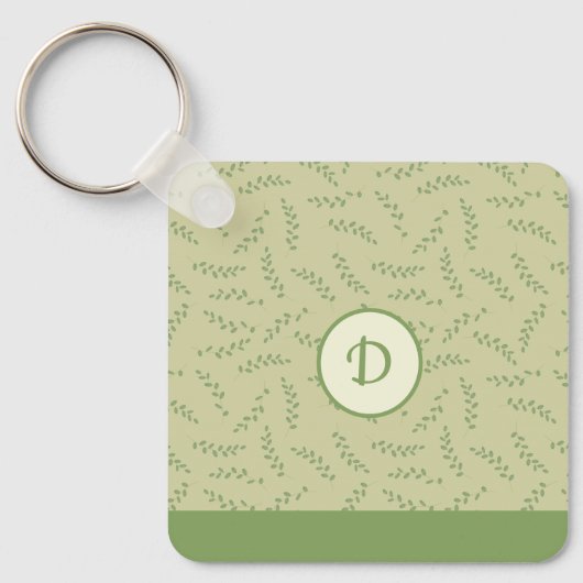 Porte-clés Porte - clé Monogramme Feuille chic vert (Recto)