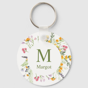 Porte-clés Porte - clé monogrammé fleur sauvage de printemp