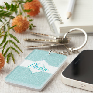 Porte-clés Porte - clé Monogramme Parties scintillant turquoi