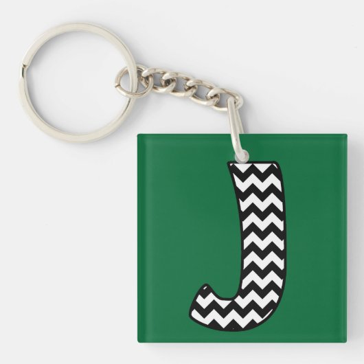 Porte-clés Porte - clé Monogramme personnalisé : J : Chevrons (Devant)