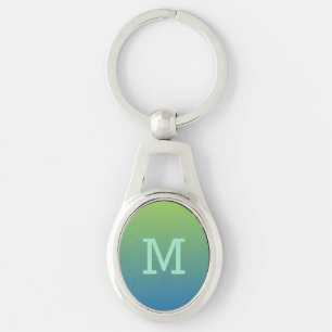 Porte-clés Porte - clé monogramme personnalisé Lime Blue Grad