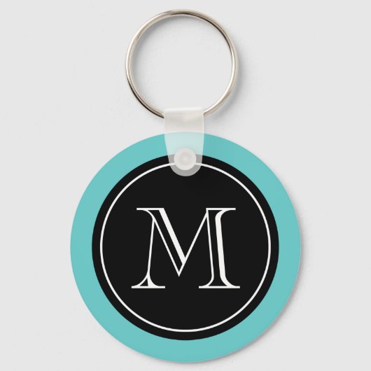 Porte-clés Porte - clé monogramme personnalisé | Noir turquoi (Recto)