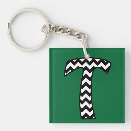 Porte-clés Porte - clé Monogramme personnalisé : T : Chevrons (Devant)
