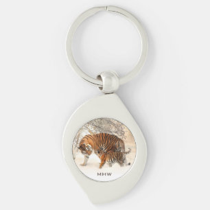 Porte-clés Porte - clé monogramme personnalisé Tigers d'hiver