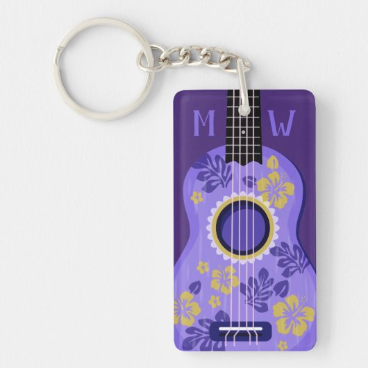 Porte-clés porte - clé monogramme personnalisé Ukulele (Devant)