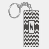 Porte-clés Porte - clé Monogrammed Chevron : Noir, Blanc Zigz (Devant gauche)
