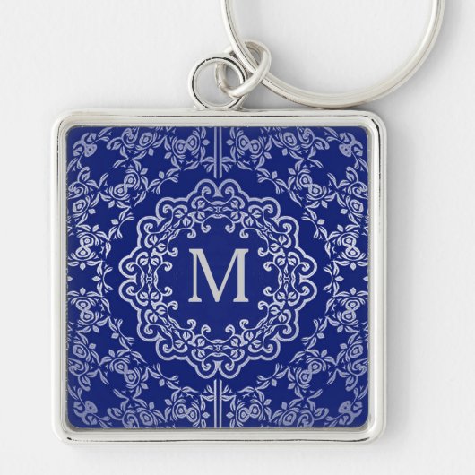 Porte-clés Porte - clé Motif Monogram Blue & Silver (Devant)