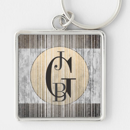 Porte-clés Porte - clé Motif or, gris marbre et bande (Devant)