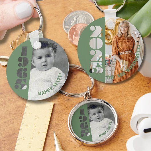 Porte-clés Porte - clé Né en 1965 60e anniversaire cadeau