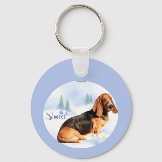 Porte-clés Porte - clé Noel Basset Hound (Recto)