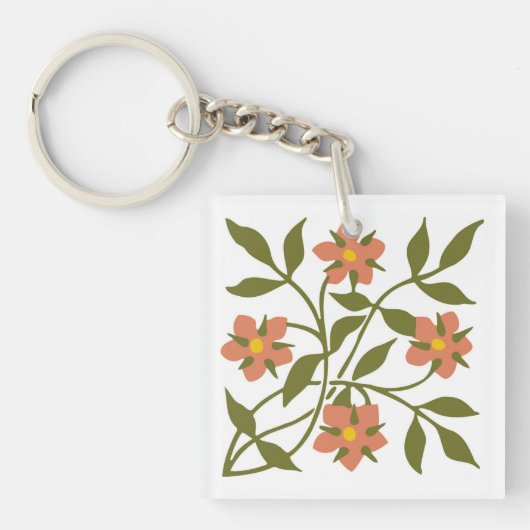 PORTE-CLÉS PORTE - CLÉ ORANGE FLEURS (Devant)