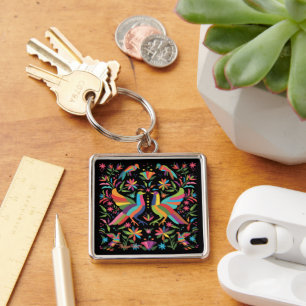 Porte-clés Porte - clé Otomi Mexicain Oiseau Et Fleur