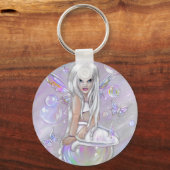 Porte-clés porte - clé "Papillons et bulles : blancs" (Recto)