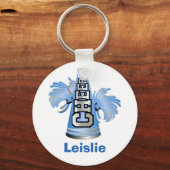 Porte-clés Porte - clé personnalisé bleu et blanc (Recto)