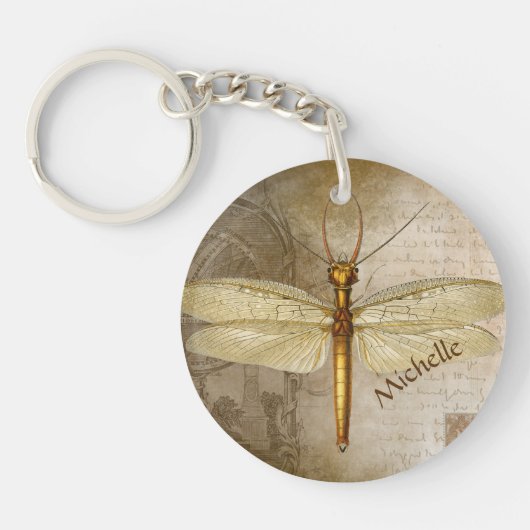 Porte-clés Porte - clé personnalisé Dragonfly Gold (Devant)