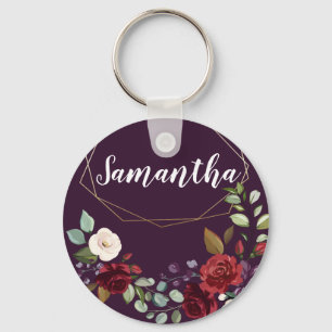 Porte-clés Porte - clé personnalisé Plum violet Rose Gold Geo