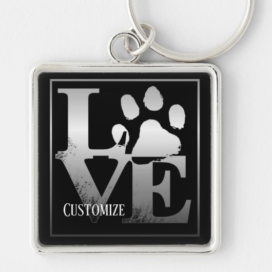 Porte-clés Porte - clé personnalisé Silver Love Paws (Devant)