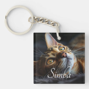 Porte-clés Porte - clé photo de chat personnalisable avec nom