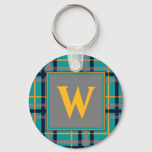 Porte-clés Porte - clé Plaid bleu et orange