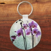 Porte-clés porte - clé pluie et orchidées (Recto)