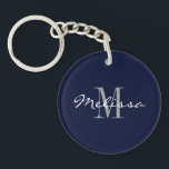 Porte-clés Porte - clé Premier monogramme Nom Navy Blue<br><div class="desc">Créez votre propre élément personnalisé avec le texte Initial, Monogramme et Nom. Choisissez votre propre couleur arrière - plan si nécessaire. Éléments correspondants disponibles.</div>