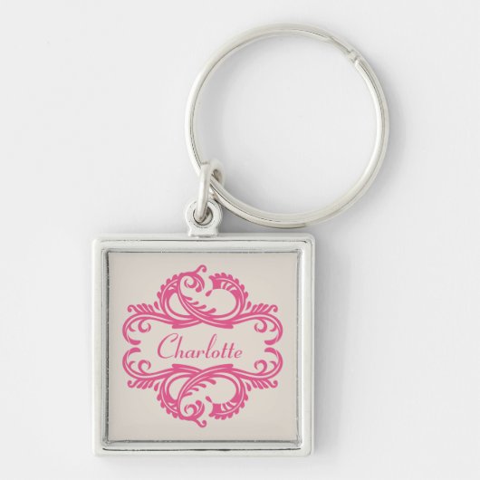 Porte-clés Porte - clé Premium Chic Rose Damask (Devant)
