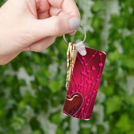 Porte-clés Porte - clé Premium Coeurs & Fleurs (main)