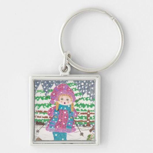 Porte-clés Porte - clé premium pour skieuse (Devant)