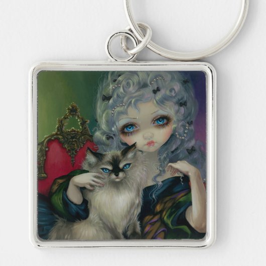 Porte-clés porte - clé "Princesse avec un chat Ragdoll" (Devant)