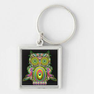 Porte-clés Porte - clé psychédélique de Popart de hibou