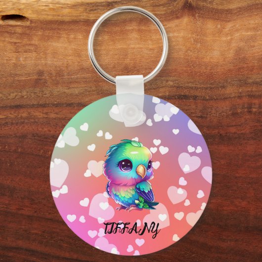 Porte-clés Porte - clé Rainbow et coeurs (Recto)