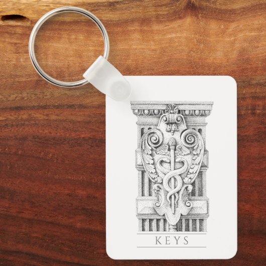 Porte-clés PORTE - CLÉ rectangle en aluminium CADUCEUS (Recto)