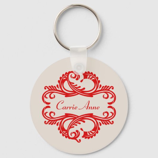 Porte-clés Porte - clé Red Chic Damask (Recto)