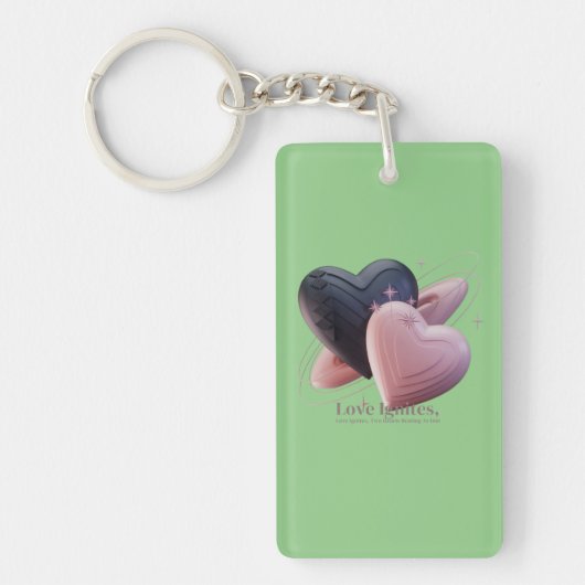 Porte-clés Porte - clé romantique à deux coeurs (Devant)