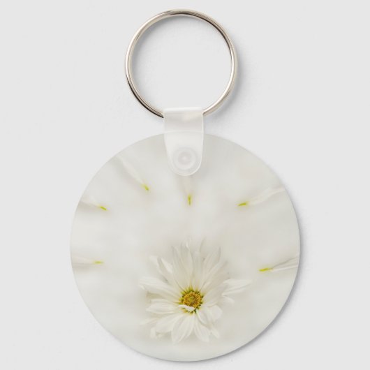 Porte-clés Porte - clé rond blanc Fleur marguerite (Recto)