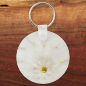 Porte-clés Porte - clé rond blanc Fleur marguerite (Recto)