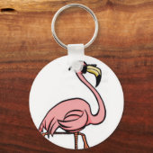 Porte-clés porte - clé rond cool flamingo (Recto)