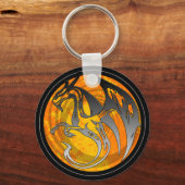 Porte-clés Porte - clé rond de l'aile de grunge orange noire (Recto)