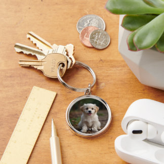 Porte-clés Porte - clé rond personnalisé - Photo et nom perso