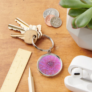 PORTE-CLÉS PORTE - CLÉ ROND, "PINK DAHLIA" (TIRAGE DE FERMETU