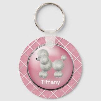 Porte-clés Porte - clé rose avec caniche blanc