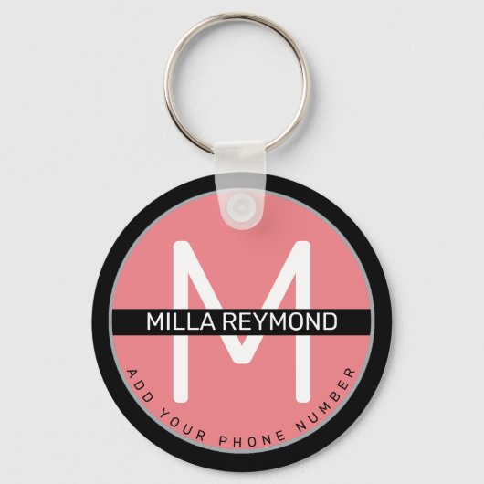Porte-clés porte - clé rose avec nom (Recto)